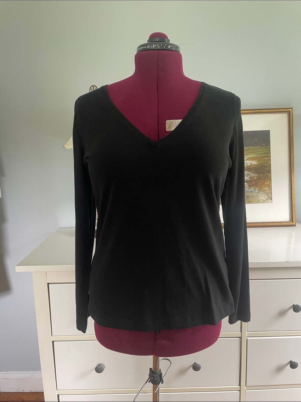 Banana Republic Black V-Neck Long Sleeve Top - L